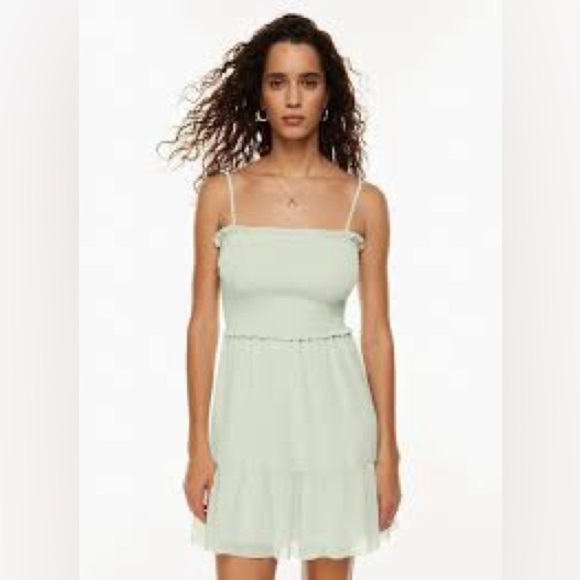Aritzia Wilfred Tempest Sleeveless Mini Dress Light Green Size Large - Picture 2 of 6